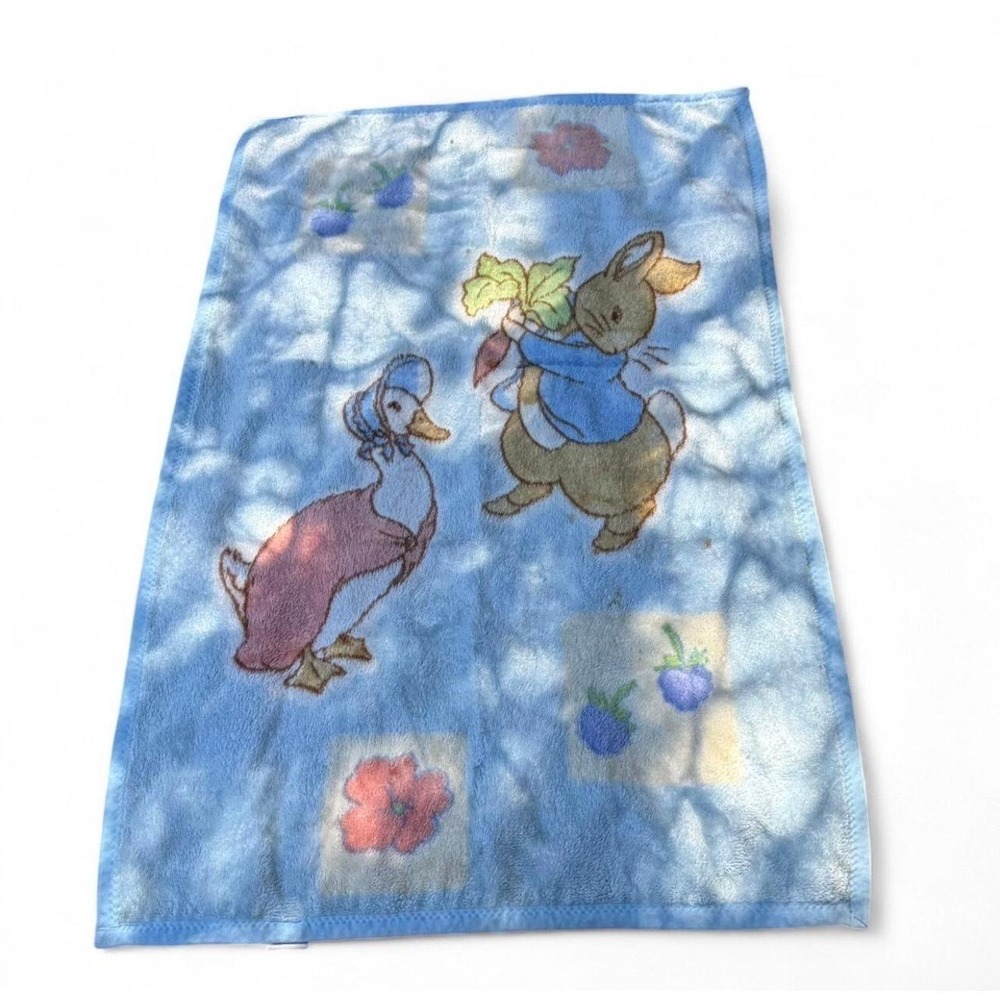 Beatrix Potter Peter Rabbit Baby Blanket Blue 30x45 Frederick Warne Co Vintage